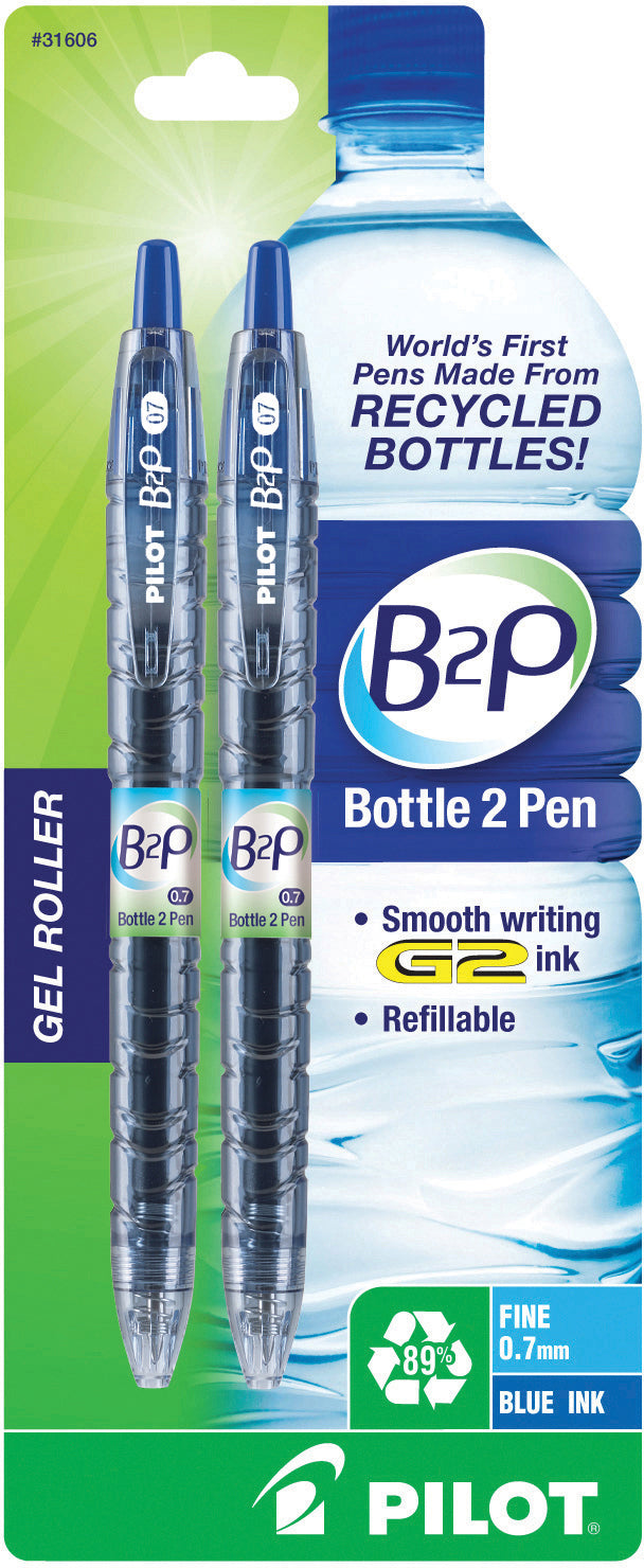 Pilot B2P Retractable pen with Gel Ink. 2pk