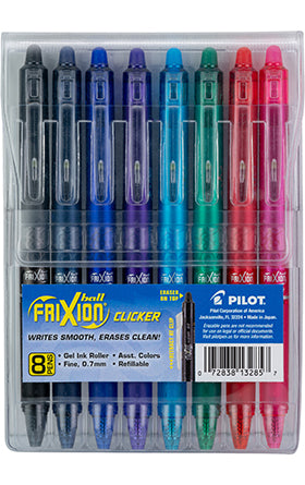 Pilot Frixion Clicker Erasable Gel Ink Pen 8pk Assorted 0.7mm
