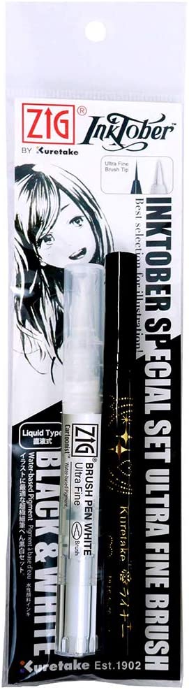 ZIG Inktober Brush Pen 2pc St White & Black